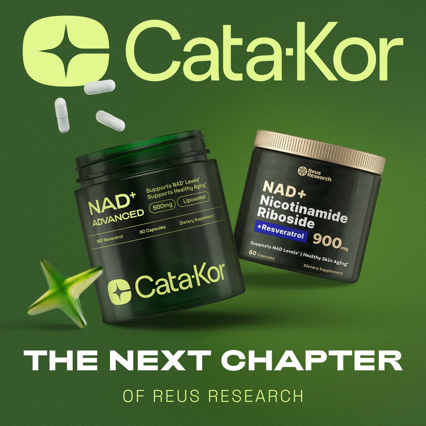 Cata-Kor NMN Supplement Alternative - Liposomal NAD Supplement 500 mg with Resveratrol - High Purity NAD Supplement for Anti-Aging, Energy Supplements, Focus - 60 Capsules